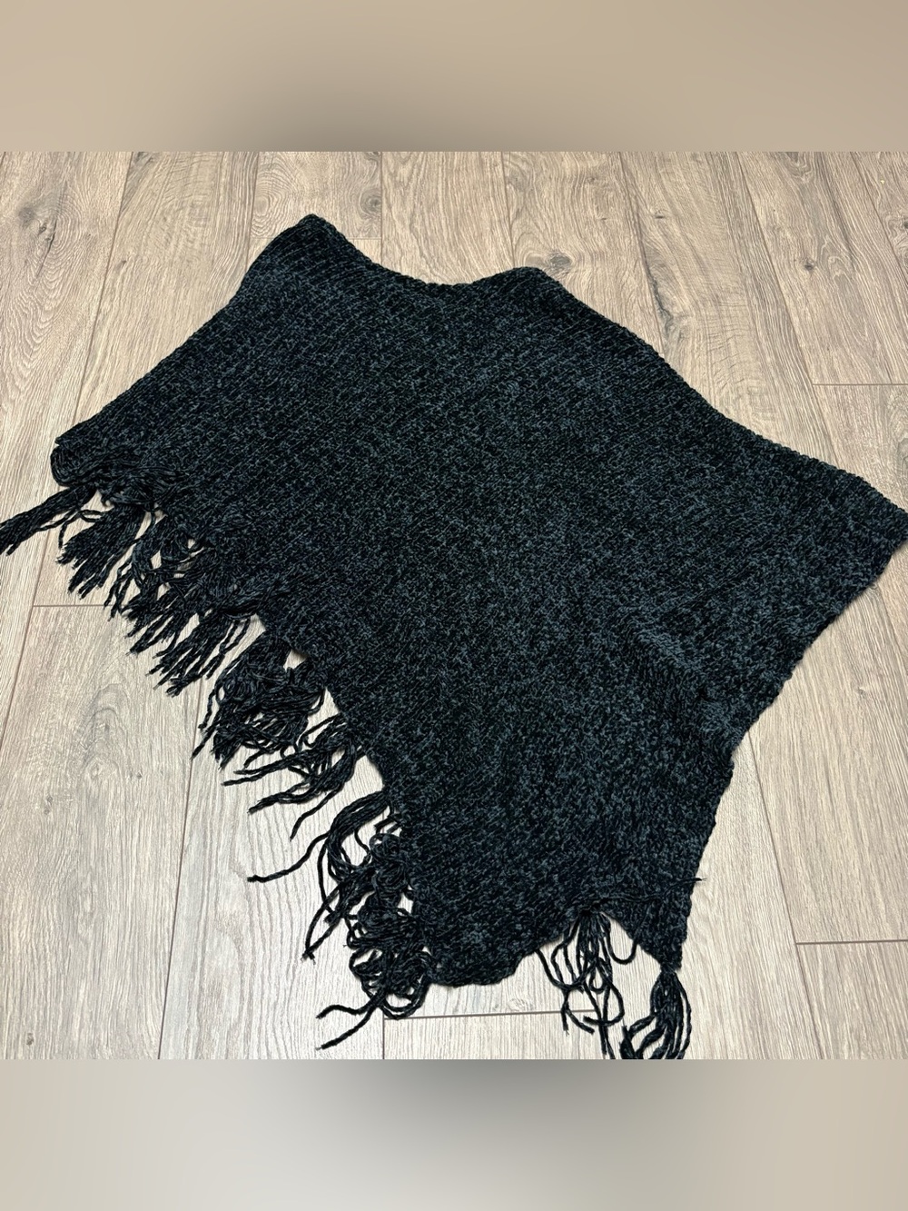 Gray & black poncho sweater